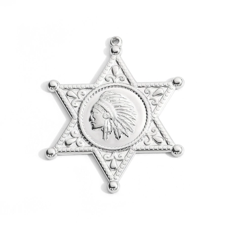 Stainless Steel Indian Chief Horseshoe Starfish Heart Butterfly Gun Boot Pendants DIY Jewelry Necklace Charms Accessories