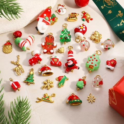 Stainless Steel Christmas Enamel Pendants For DIY Jewelry Making Elk Santa Xmas Tree Snowflakes Charms Festive Accessories