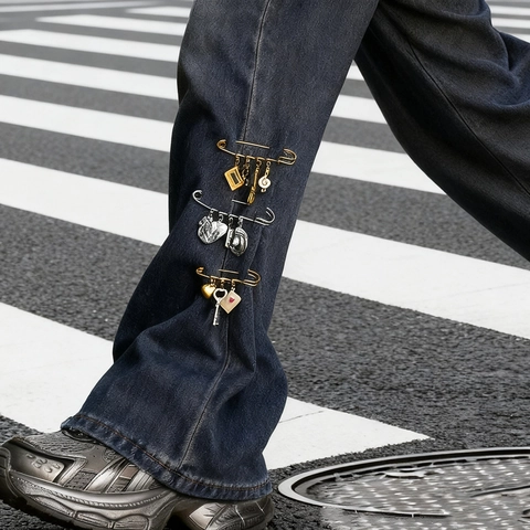 Spilla da Balia in Acciaio Inossidabile Con Ciondoli per Donna Uomo Regolazione della Vita Musica Poker Chiave Ciondolo Spille Gioielli Streetwear di Moda Accessorio