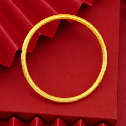 Bracciale Rigido Vintage in Oro Sabbiato Opaco per Donna Bracciale con Perline e Ciondolo a Forma di Loto Sutra del Cuore Inciso Gioielli