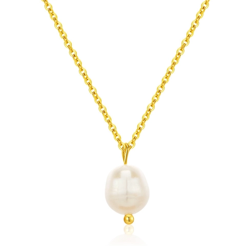 Elegante Edelstahl Süßwasserperle Halskette Für Damen Vergoldet Unregelmäßige Perle Anhänger Mode Schmuck Geschenk