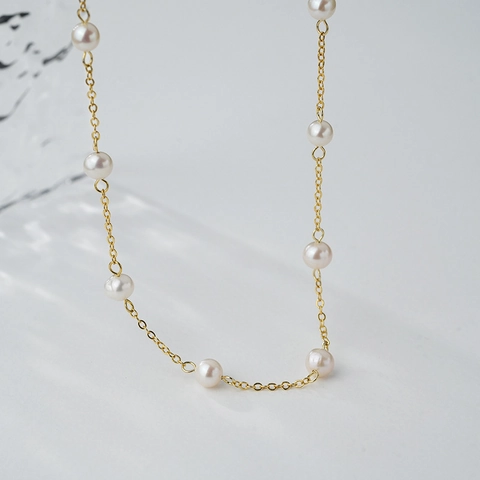 Elegante Koperen Schelpparel Halsketting Voor Dames Minimalistisch Verguld Fijne Ketting Mode Sieraden Dagelijks Choker