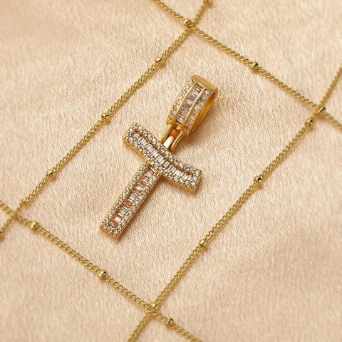 Ciondolo Iniziale Iced Out per Unisex in Rame Zirconia Hip Hop A-Z Lettera Alfabeto per Creazione Gioielli Collana Fai-da-te Regalo