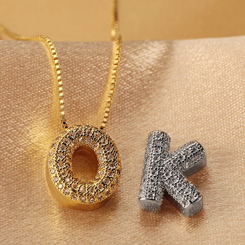 Luxurious Copper Zirconia Hollow English Alphabet Letter Pendant Only Without Chain Gold Silver Pavé Initial Charm For Women Jewelry