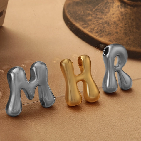 Luxury Puffy 3D Bubble Letter Pendant Necklace Gold Silver Plated Copper Personalized Initial Jewelry Simple Clavicle Chain For Women