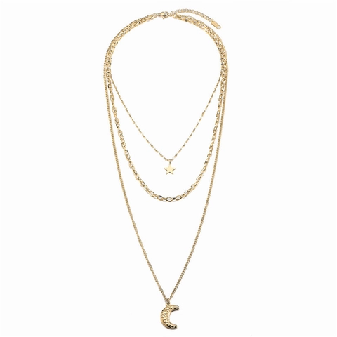 Collana Multistrato in Acciaio Inossidabile Vintage per Donna Oro Argento Farfalla Cuore Croce Ciondolo Gioielli Moda Pendolare