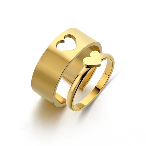 Set di Anelli di Coppia in Acciaio Inossidabile per Donna Uomo Minimalista Cuore Farfalla Croce Traforato Galvanico Lucidato Gioielli di Moda Regalo