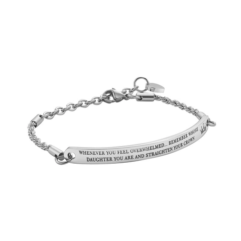 Stainless Steel Inspirational Quote Bracelet For Daughter Mother Grandmother Rose Gold Silver Crown Heart Charm Jewelry
