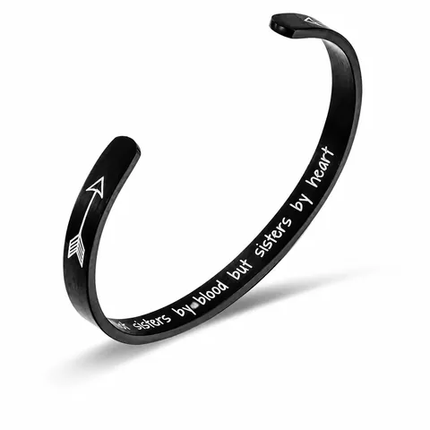 Inspirational Engraved Stainless Steel Cuff Bracelet For Women Motivational Quote Open Bangle Jewelry Mother Daughter Gift