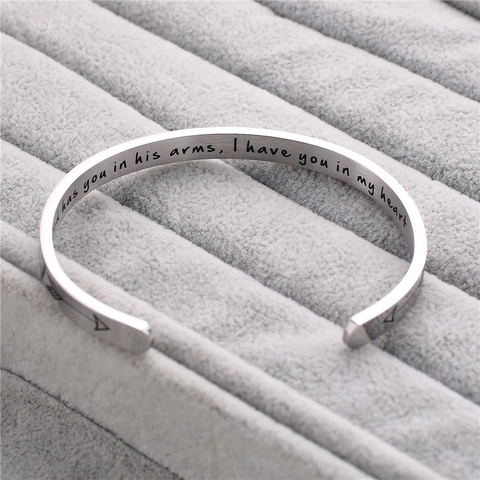 Minimalist Stainless Steel Open Cuff Bangle Engraved Inspirational Message Jewelry Gift For Women Silver Tone Bracelet