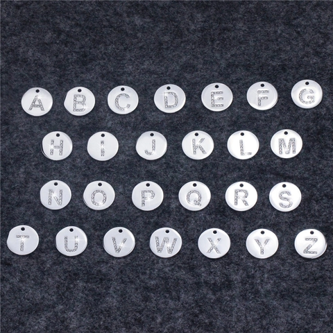 Stainless Steel Round Alphabet Pendant For Women Inlaid Rhinestone Letter A-Z Disc Charm DIY Jewelry Making Accessory
