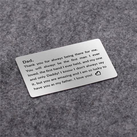 Engraved Stainless Steel Wallet Insert Card For Dad Father's Day Gift Love Note To Father From Daughter Son Jewelry Gift