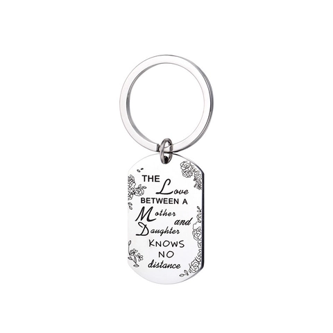 Μπρελόκ Dog Tag από Ανοξείδωτο Ατσάλι Με Χάραξη Δώρο Αγάπης Μητέρας Κόρης Ανθικό Μοτίβο Ασημί Μπρελόκ Κοσμήματα