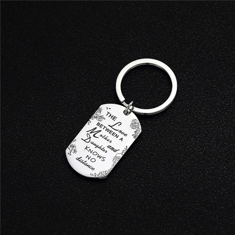 Μπρελόκ Dog Tag από Ανοξείδωτο Ατσάλι Με Χάραξη Δώρο Αγάπης Μητέρας Κόρης Ανθικό Μοτίβο Ασημί Μπρελόκ Κοσμήματα