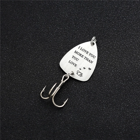 Engraved Stainless Steel Guitar Pick Keychain With Fishing Hook I Love You More Than You Love For Men Husband Boyfriend Gift