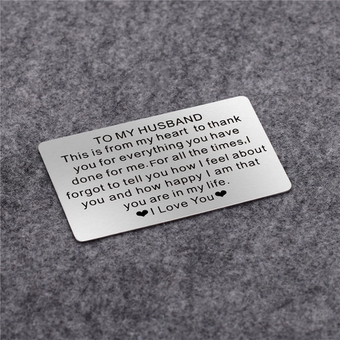 Per Mio Marito Carta da Portafoglio in Acciaio Inossidabile 316 Incisa Ricordo Anniversario Compleanno Regalo d'Amore Uomo