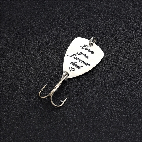 Portachiavi con Plettro in Acciaio Inossidabile Love You Forever Dad con Amo Triplo Esca da Pesca Regalo per Papà Gioielli