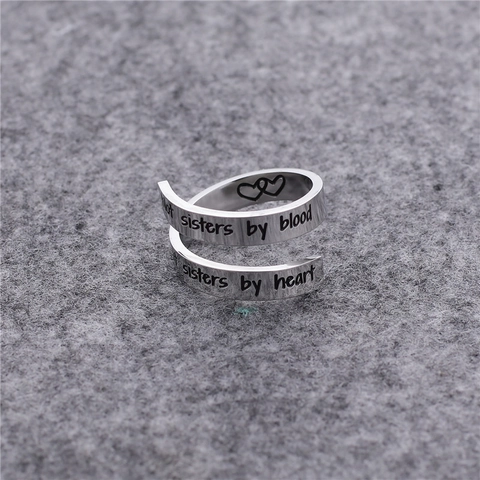 Stainless Steel Inspirational Engraved Wrap Ring For Women Men Adjustable Spiral Band Ring Motivational Jewelry Finger Ring