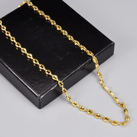 French Ins Style Titanium Steel 18K Gold Plated Coffee Bean Pig Nose Chain Necklace Bracelet For Women Jewelry Accessory