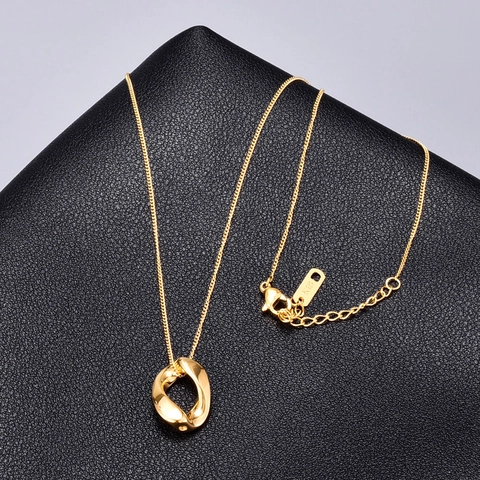 Edelstahl Halskette Damen Gedrehter Ovaler Anhänger Gold Silber Plattiert Möbiusschleife Kette Modeschmuck Geschenk