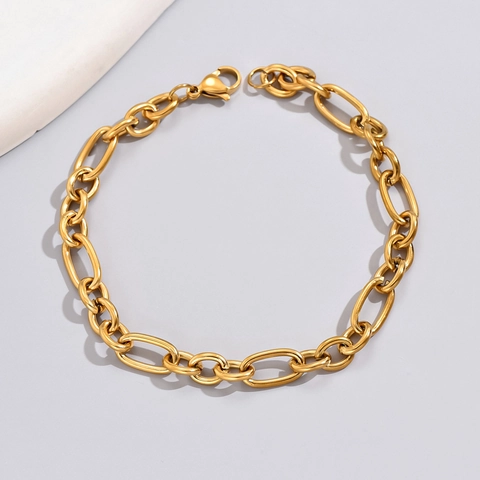 Minimalism 18K Gold Plated 316L Stainless Steel Figaro Chain Bracelet For Women Oval Link Fashion Jewelry Hand Accessories
