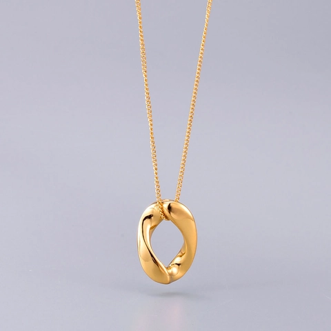 Edelstahl Halskette Damen Gedrehter Ovaler Anhänger Gold Silber Plattiert Möbiusschleife Kette Modeschmuck Geschenk
