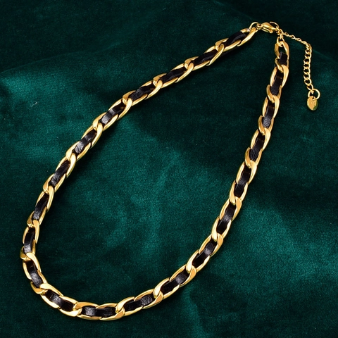 Französische Vintage Titanstahl Leder Geflochtene Kette Halskette Für Damen Gold Silber Überzogene Herz Anhänger Mode Schmuck