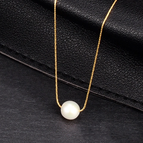 316L Edelstahl 18K Vergoldet Minimalistische Süßwasserperlen Halskette Für Damen Elegante Einzelperlen Choker Schmuck Geschenk
