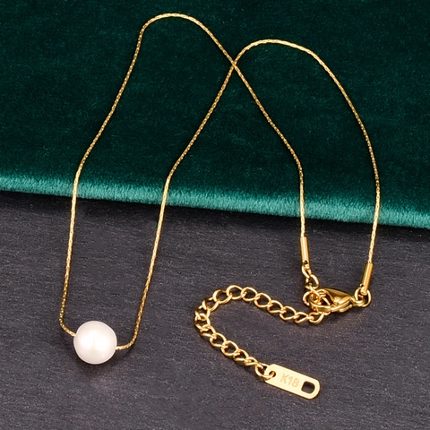 316L Edelstahl 18K Vergoldet Minimalistische Süßwasserperlen Halskette Für Damen Elegante Einzelperlen Choker Schmuck Geschenk