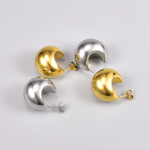 French Vintage Chunky Teardrop Hollow Hoop Earrings For Women Minimalist 316L Stainless Steel 18K Gold Silver Plated Irregular Jewelry