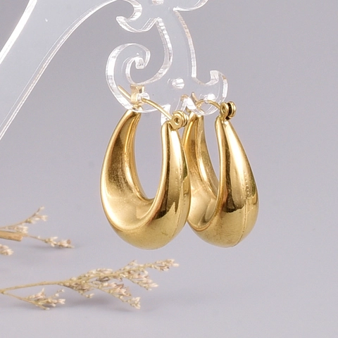 Minimalistische 316L Titanstahl Wassertropfen Creolen Für Damen Wasserdicht Dick Geometrisch Spiegelpoliert Mode Schmuck