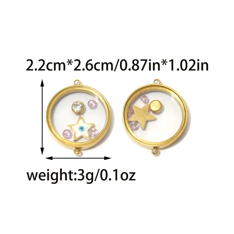 Vintage Stainless Steel Locket Pendant For DIY Necklace Jewelry Making Gold Hollow Glass Frame With Enamel Charms Rhinestone