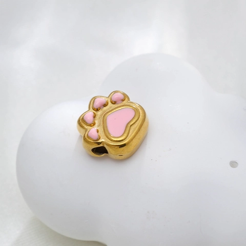 Ciondolo Fai-da-Te in Acciaio Inossidabile Smalto Zampa di Gatto Perline Segno della Pace Stile Vintage Francese Charms per Creazione Gioielli