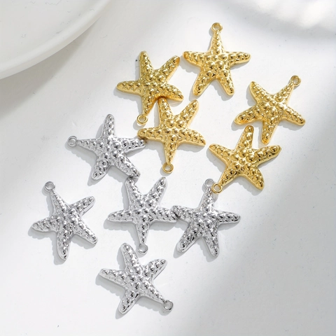 Stainless Steel Sea Life Starfish Whale Tail Moon Star Enamel Pendants For DIY Jewelry Making Necklaces Bracelet Charms