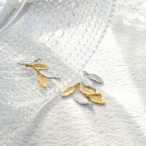 DIY Jewelry Accessories Stainless Steel Alloy Enamel Flower Leaf Feather Charms For Necklace Bracelet Making Artificial Pearl Pendant