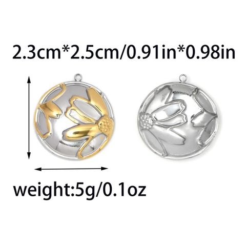 Edelstahl Zweifarbig Gold Silber Anhänger Charme Blumen Schmetterling Libelle Herz Rose Relief Für DIY Halsketten