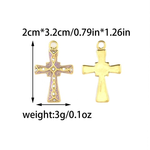 Vintage Stainless Steel Cross Pendant With Rhinestone Enamel Human Figure Charm For DIY Jewelry Making Accessories