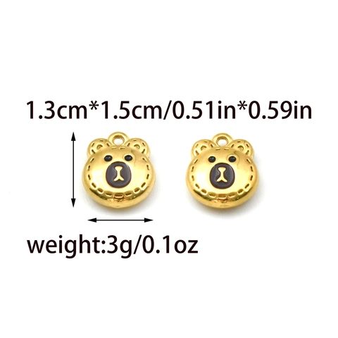 Cute Stainless Steel Animal Pendants For DIY Jewelry Making Cartoon Bear Rabbit Candy Heart Shape Charms Accessories