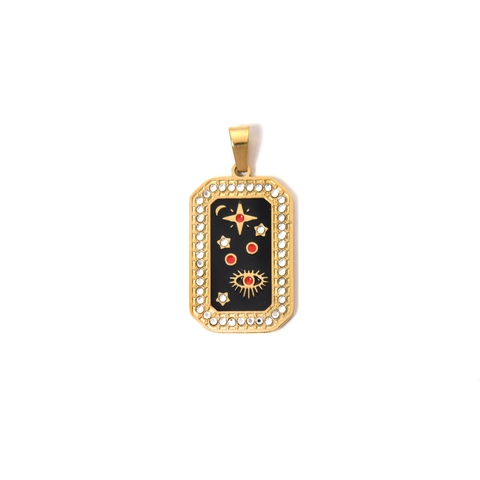 Vintage Roestvrijstalen Tarotkaart Hanger Verguld Emaille Zon Maan Toren Ster Zirkonia Bedeltje Voor Sieraden Maken Vrouwen