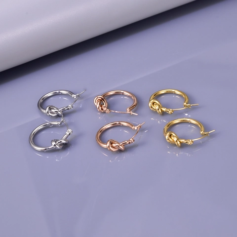 Minimalistische 316L Edelstahl Knoten Creolen Gold Rose Gold Silber Vakuum Beschichtet Geometrische Ohrringe Für Damen Schmuck Geschenk