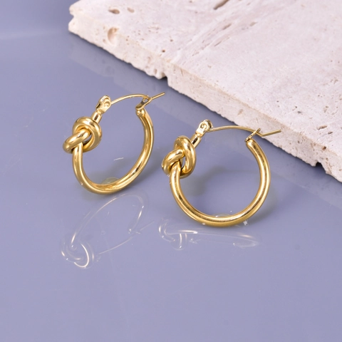 Minimalistische 316L Edelstahl Knoten Creolen Gold Rose Gold Silber Vakuum Beschichtet Geometrische Ohrringe Für Damen Schmuck Geschenk