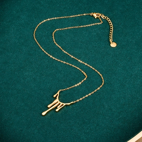 18K Gold Plated 316L Stainless Steel Liquid Lava Drip Pendant Necklace Irregular Water Drop Minimalist Jewelry For Women