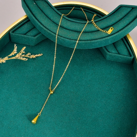 Minimalistische 316L Edelstahl Y Halskette 18K Vergoldet Wassertropfen Anhänger Quaste Lariat Choker Für Damen Schmuck