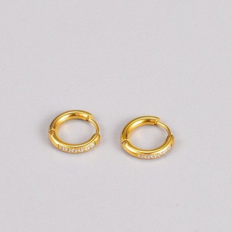 Minimalistische 316L Titanstahl 18K Gold Plattiert Ohrringe Für Damen Zirkonia Eingelegt Klappscharnier Schmuck
