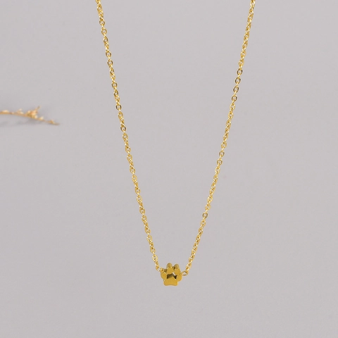 Minimalist Stainless Steel Cat Paw Print Pendant Necklace Hollow Animal Footprint Titanium Steel Choker For Women Girls Daily Jewelry