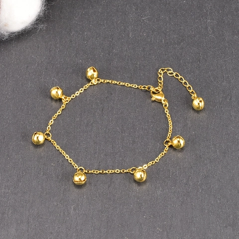 18K Vergoldetes 316L Edelstahl Glocke Anhänger Armband Fußkettchen Für Damen Verstellbarer Eleganter Minimalistischer Schmuck