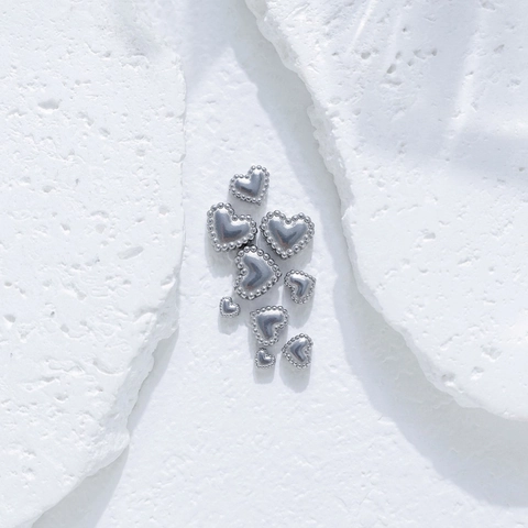 Vintage Minimalist Stainless Steel Heart Spacer Beads Milgrain Edge Metal Beads For DIY Necklace Bracelet Jewelry Making Accessories