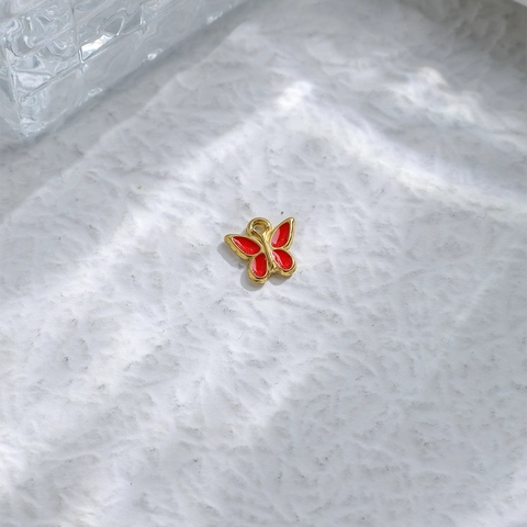 French Vintage 304 Stainless Steel Flower Butterfly Pendant DIY Jewelry Accessories With Enamel Artificial Pearl For Keychain Necklace