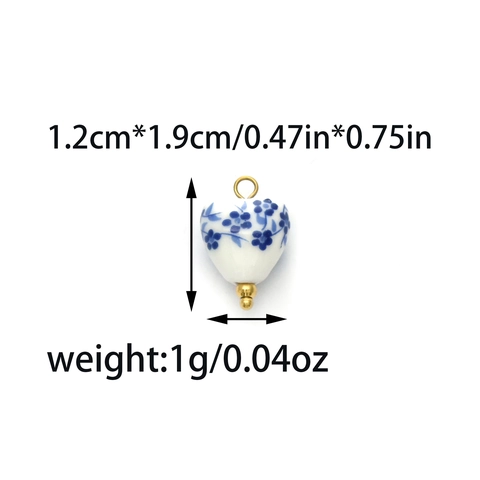 18K Gold Plated Stainless Steel Starfish Conch Feather Charms Ceramic Blue and White Porcelain Pendants for DIY Jewelry Making