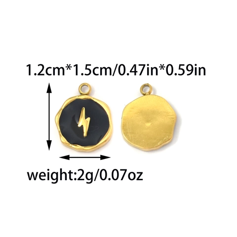 Stainless Steel Enamel Pendant Charms Star Heart Lightning Flower Pattern For DIY Jewelry Making Necklace Accessories Women
